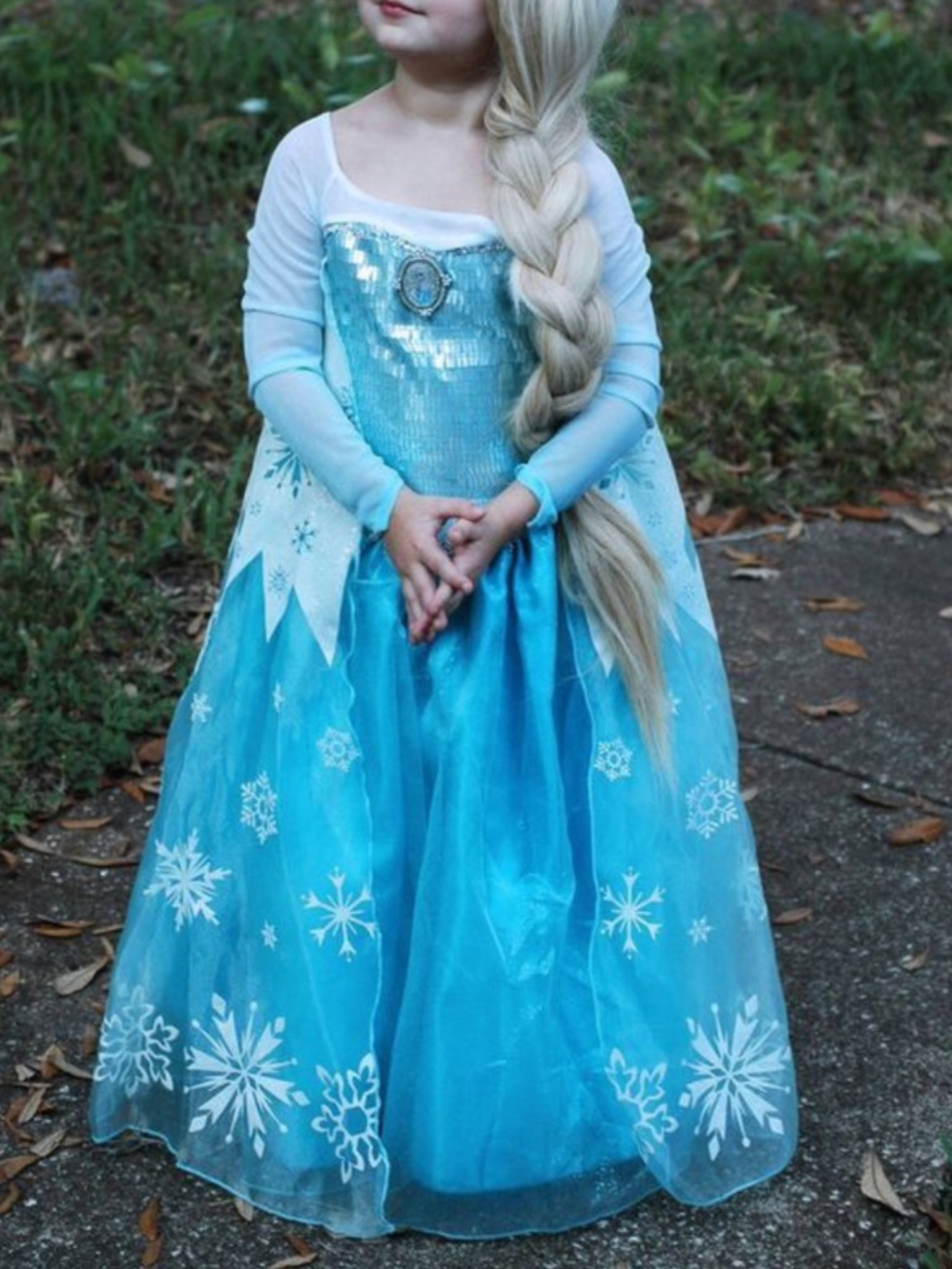 Disney Store Elsa Frozen Costume Dress Girl Size 7/8 Blue Sequins Cape Authentic